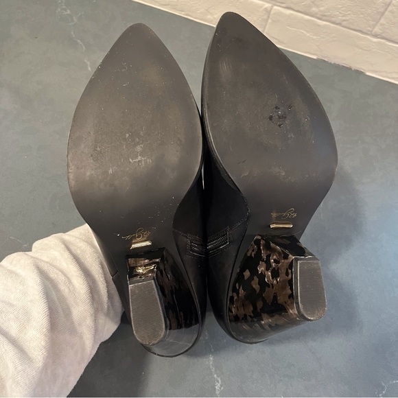 42 Gold sz 10 Koral black leather pointy toe heeled boots - Picture 7 of 16